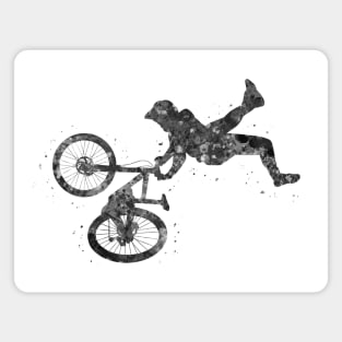 Mountain biker black and white Magnet